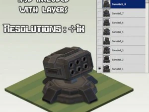sam site turret 01  isometric 3D Model