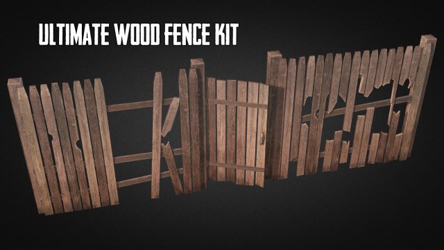 ultimate wood fence kit 3D Model .c4d .max .obj .3ds .fbx .stl .blend 