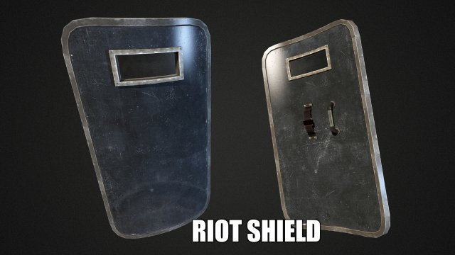 riot shield  low poly 3D 模型 .c4d .max .obj .3ds .fbx .stl .blend 