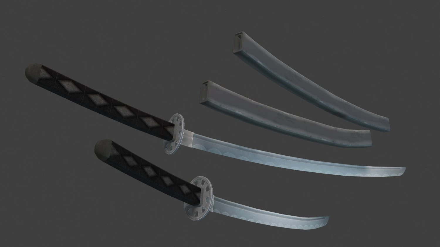 espadas de samurai Modelo 3D .c4d .max .obj .3ds .fbx .stl .blend