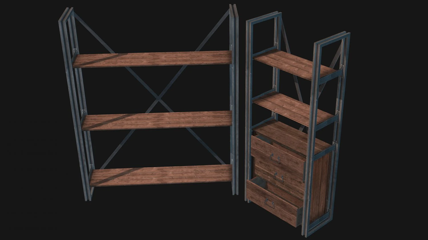 rustik shelf set 3D Model .c4d .max .obj .3ds .fbx .stl .blend 
