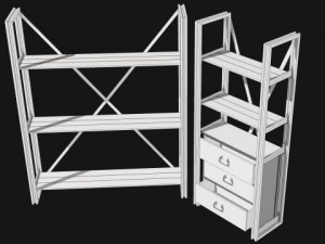 rustik shelf set Modello 3D