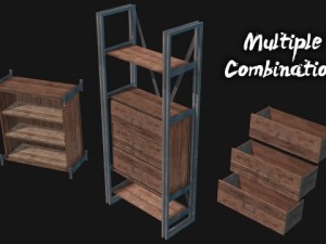 rustik shelf set Modello 3D
