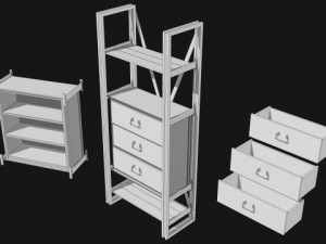 rustik shelf set Modello 3D