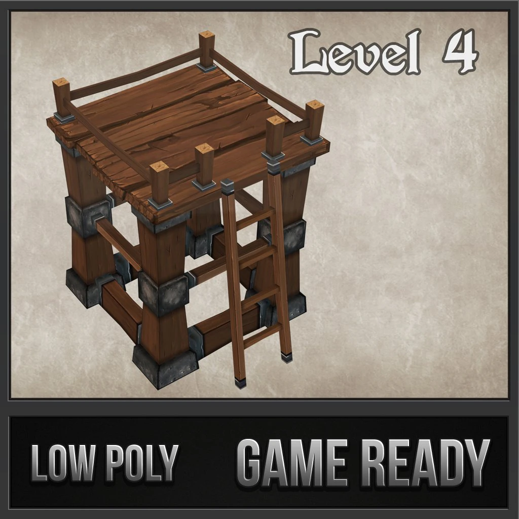 wood tower lvl 4 3D Model .c4d .max .obj .3ds .fbx .stl .blend 