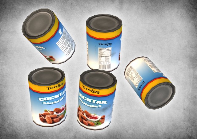 canned cocktail sausages Modelo 3D .c4d .max .obj .3ds .fbx .stl .blend 