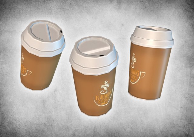coffee cup take away 3D Model .c4d .max .obj .3ds .fbx .stl .blend 