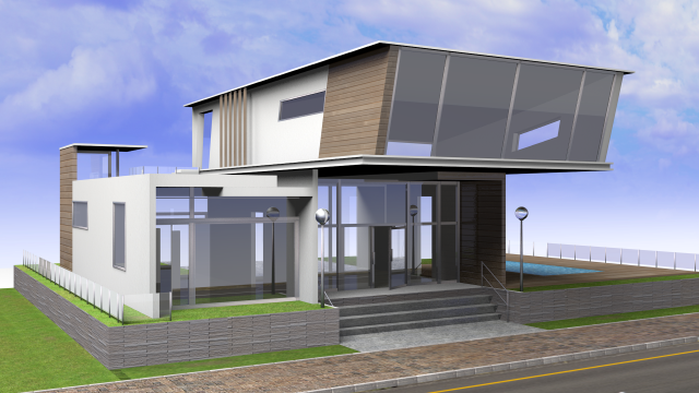 modern design building 3D-Modell .c4d .max .obj .3ds .fbx .stl .blend 