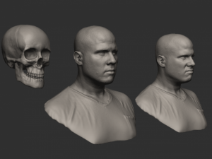 Male human head scan with neutral angry expression Includes 3D scan of a real human skull Modèle 3D