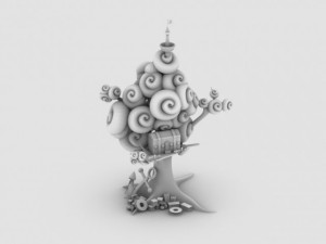 pirate theme tree house with treasure chest 3D-Modell