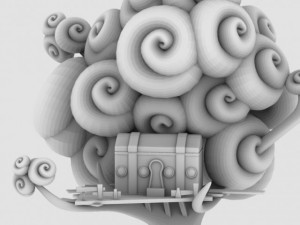 pirate theme tree house with treasure chest 3D Model