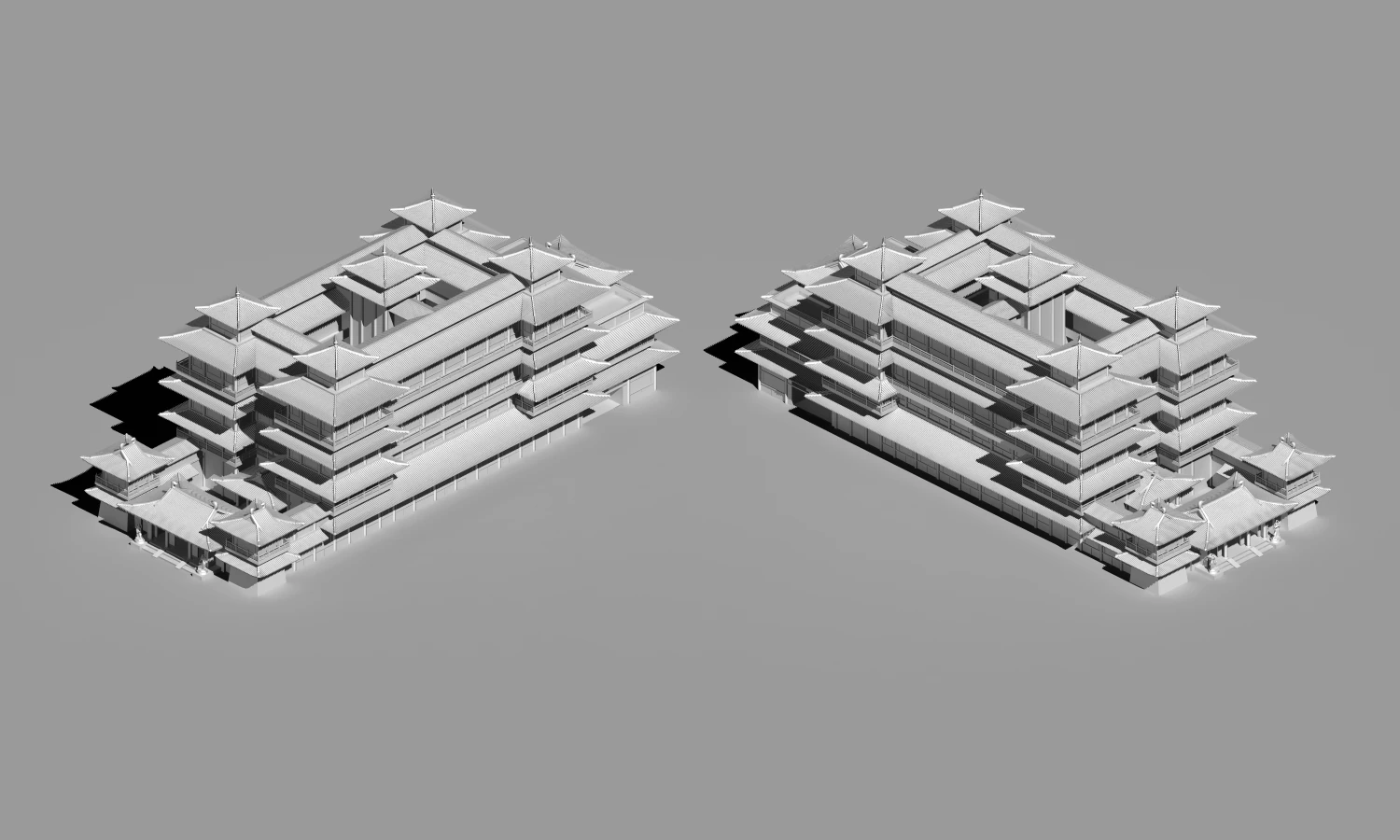 chinese temple 3D Model .c4d .max .obj .3ds .fbx .stl .blend