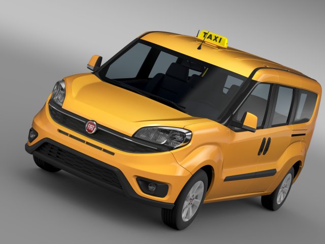 fiat doblo maxi taxi 152 2015 3D Model .c4d .max .obj .3ds .fbx .stl .blend 