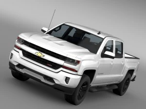 chevrolet silverado lt z71 crew cab gmtk2 short bo 3D Model