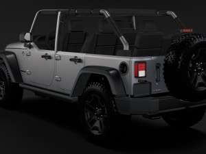 jeep wrangler unlimited willys wheeler jk 2017 Model 3D