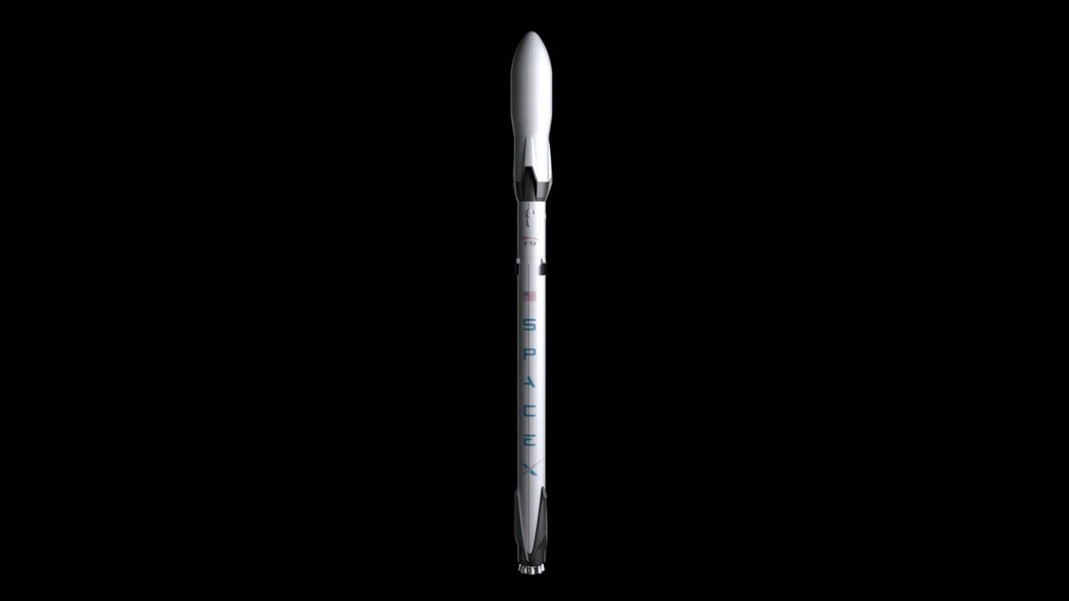 falcon 9 v12 fully reusable 3D Model .c4d .max .obj .3ds .fbx .stl .blend