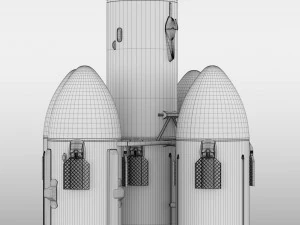 falcon super heavy v12 fully reusable 3D Model