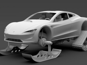 tesla roadster ski 2018 3D Модель