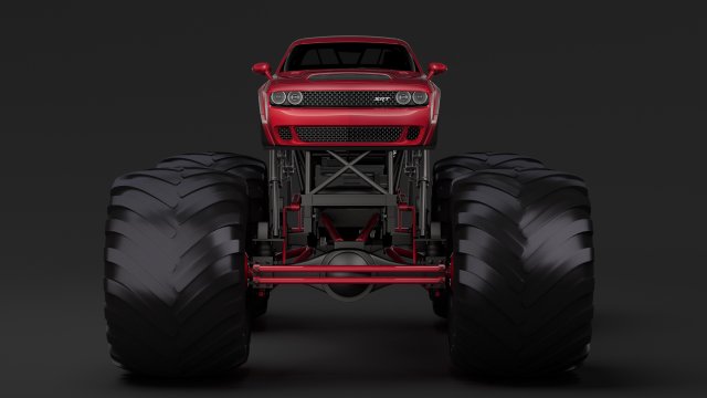 monster truck dodge challenger demon Model 3D .c4d .max .obj .3ds .fbx .stl .blend 