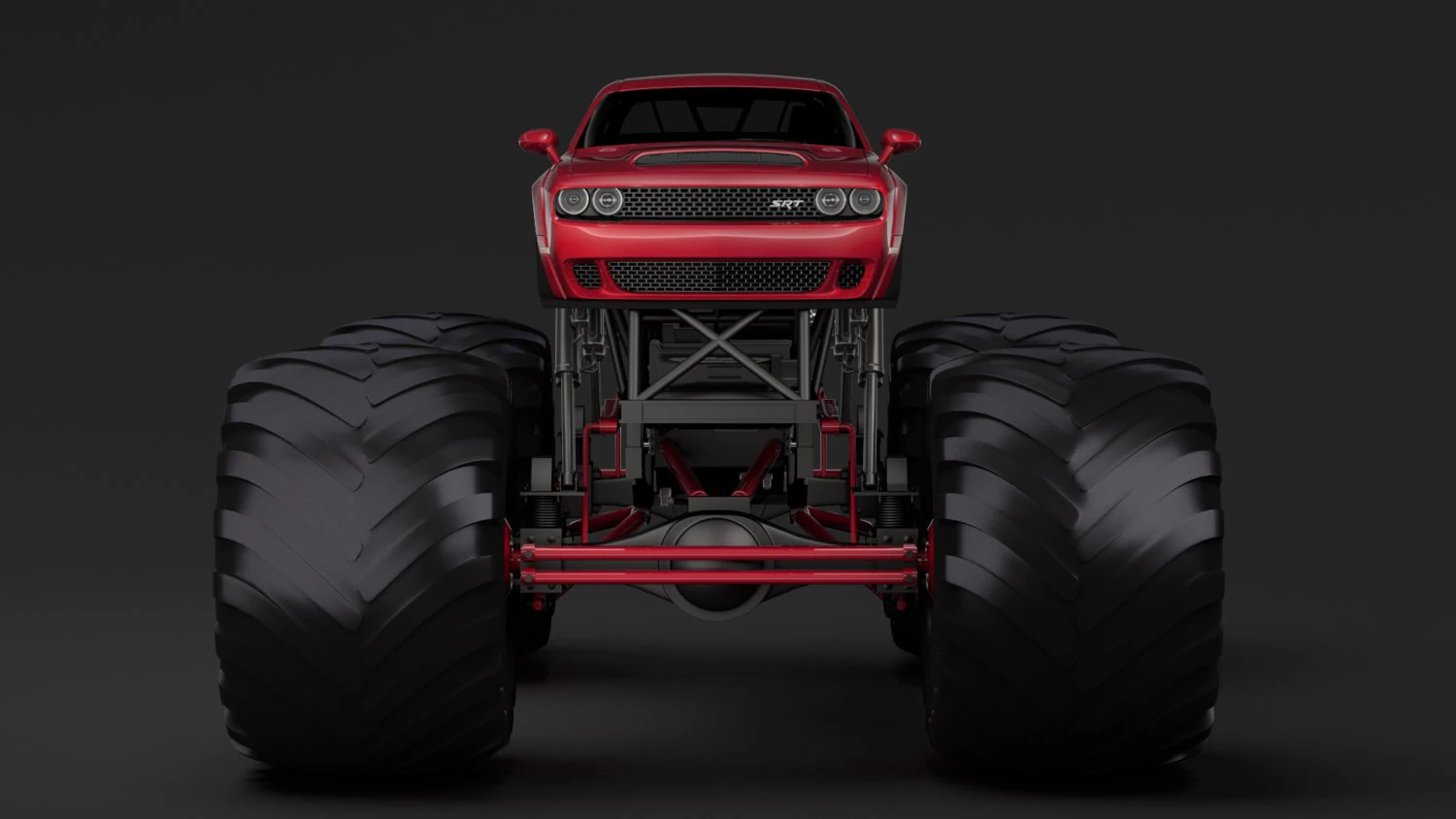 monster truck dodge challenger demon 3D Model .c4d .max .obj .3ds .fbx .stl .blend 