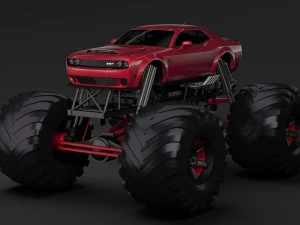 monster truck dodge challenger demon 3D Model