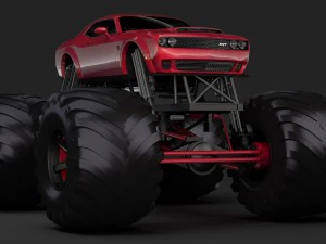 monster truck dodge challenger demon 3D Model