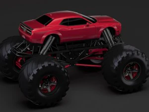 monster truck dodge challenger demon 3D Model