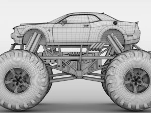 monster truck dodge challenger demon 3D Model