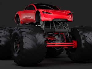 monster truck tesla roadster Model 3D