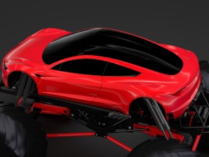 monster truck tesla roadster Model 3D