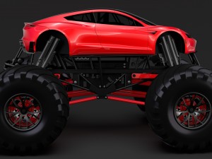 monster truck tesla roadster Model 3D