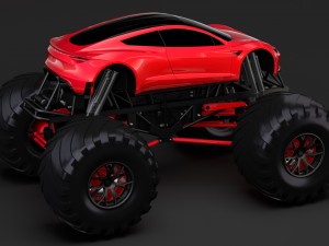 monster truck tesla roadster Model 3D