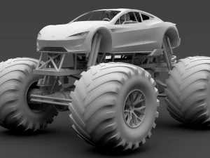 monster truck tesla roadster 3D Model