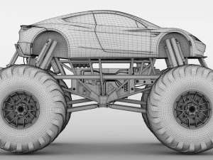 monster truck tesla roadster 3D Model