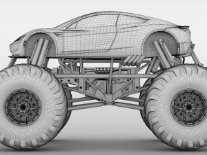 monster truck tesla roadster 3D Model