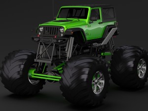 monster truck jeep wrangler rubicon recon 3D Model