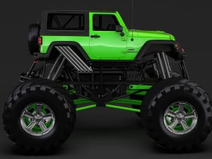 monster truck jeep wrangler rubicon recon 3D Model