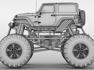 monster truck jeep wrangler rubicon recon 3D Model