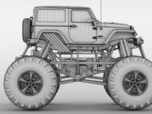 monster truck jeep wrangler rubicon recon 3D Model