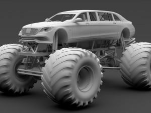 monster truck mercedes maybach s 650 pullman 3D Model