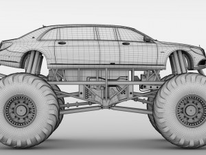 monster truck mercedes maybach s 650 pullman 3D Model
