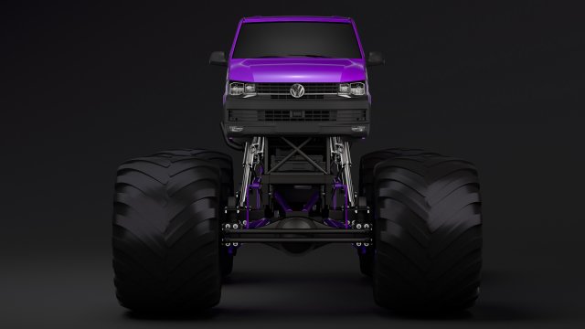 monster truck vw transporter 3D Model .c4d .max .obj .3ds .fbx .stl .blend 