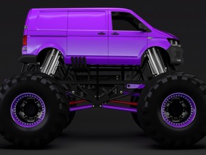 monster truck vw transporter 3D Model