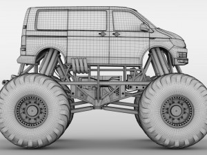 monster truck vw transporter 3D Model