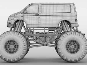 monster truck vw transporter 3D Model