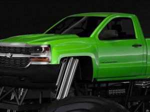 monster truck chevrolet silverado 3D 模型