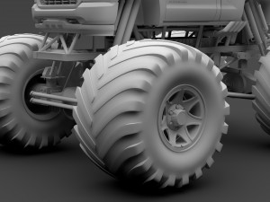 monster truck chevrolet silverado 3D 模型