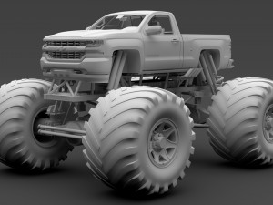 monster truck chevrolet silverado 3D 模型