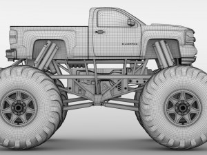 monster truck chevrolet silverado 3D 模型