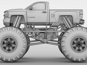 monster truck chevrolet silverado 3D 模型